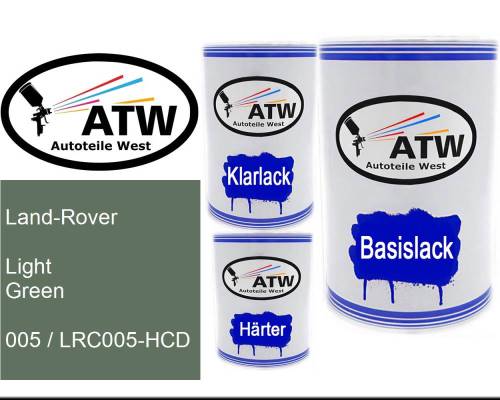 Land-Rover, Light Green, 005 / LRC005-HCD: 500ml Lackdose + 500ml Klarlack + 250ml Härter - Set, von ATW Autoteile West.